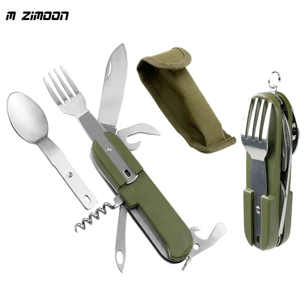 7 In 1 Camping Picnic Cutlery Knife Stainless Steel Fork Spoon Bottle