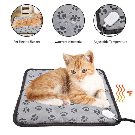 3-speed Adjustable Heating Pad For Dog Cat Power-off Protection Pet Electric Heated Warm Mat Bed Waterproof Bite-resistant Wire Lucky Home Store Store
