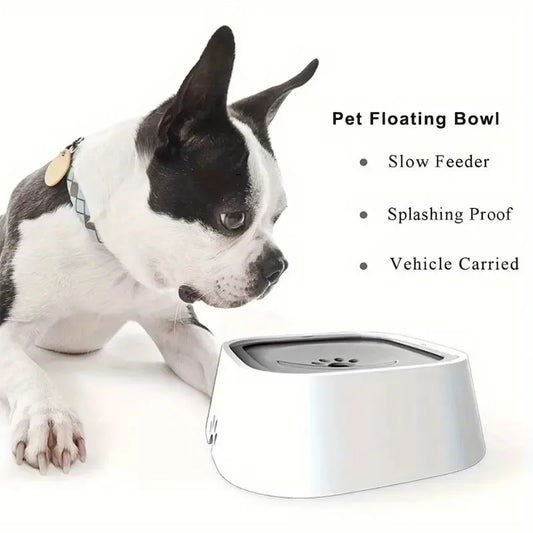 Spill-Proof Pet Water Bowl with Non-Slip Base, Floating Filter, Clear Design for Dogs & Cats, Indoor/Outdoor Use, Portable & Dur