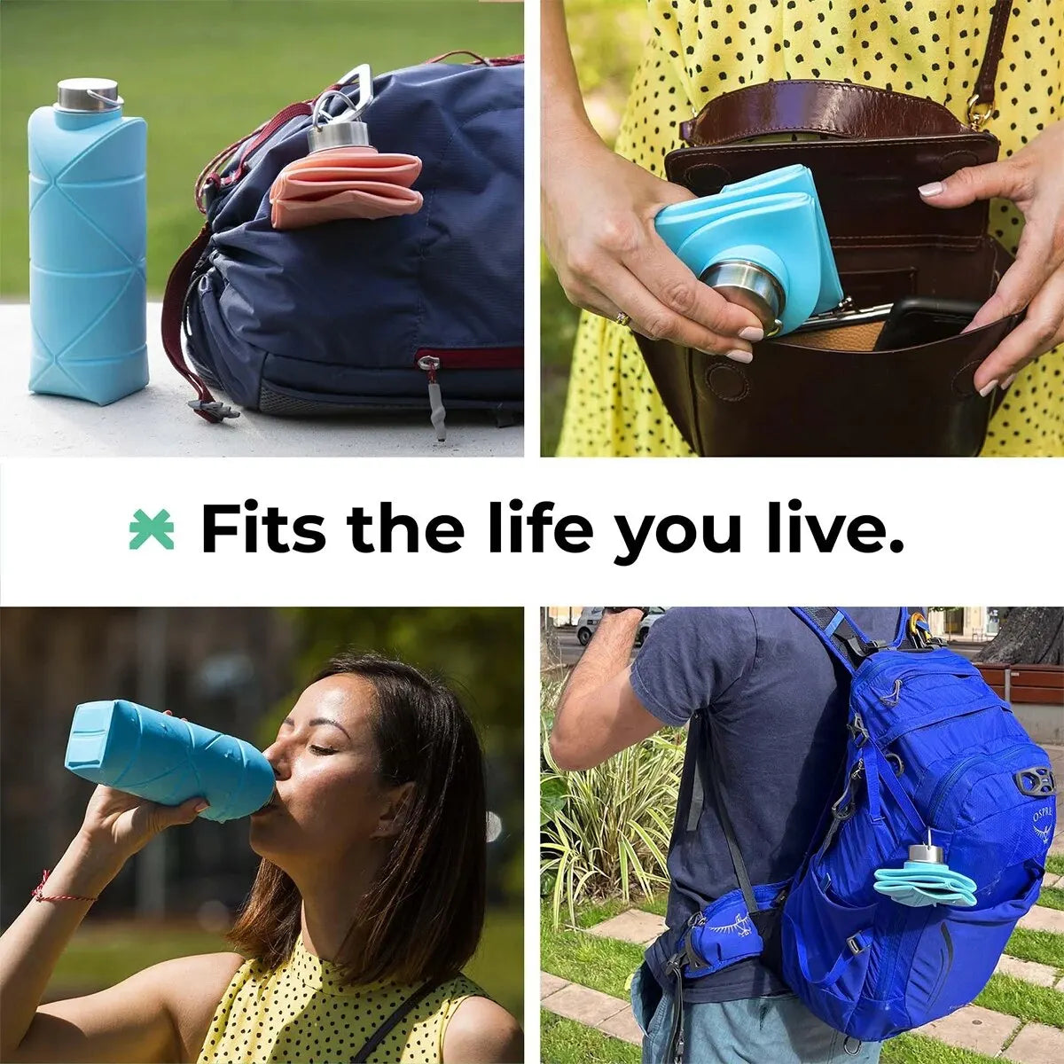 1Pc 750Ml Collapsible Water Bottle Leakproof Valve Reusable Silicone
