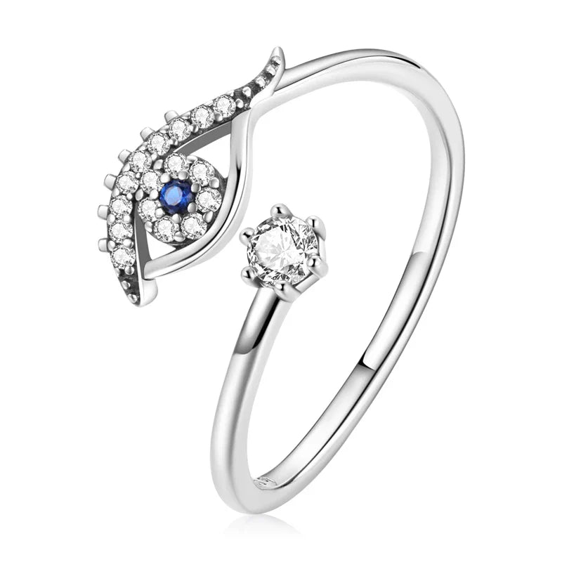Adjustable Rings Real 925 Sterling Silver Stackable Engagement Zircon Open Size Rings For Women Jewelry