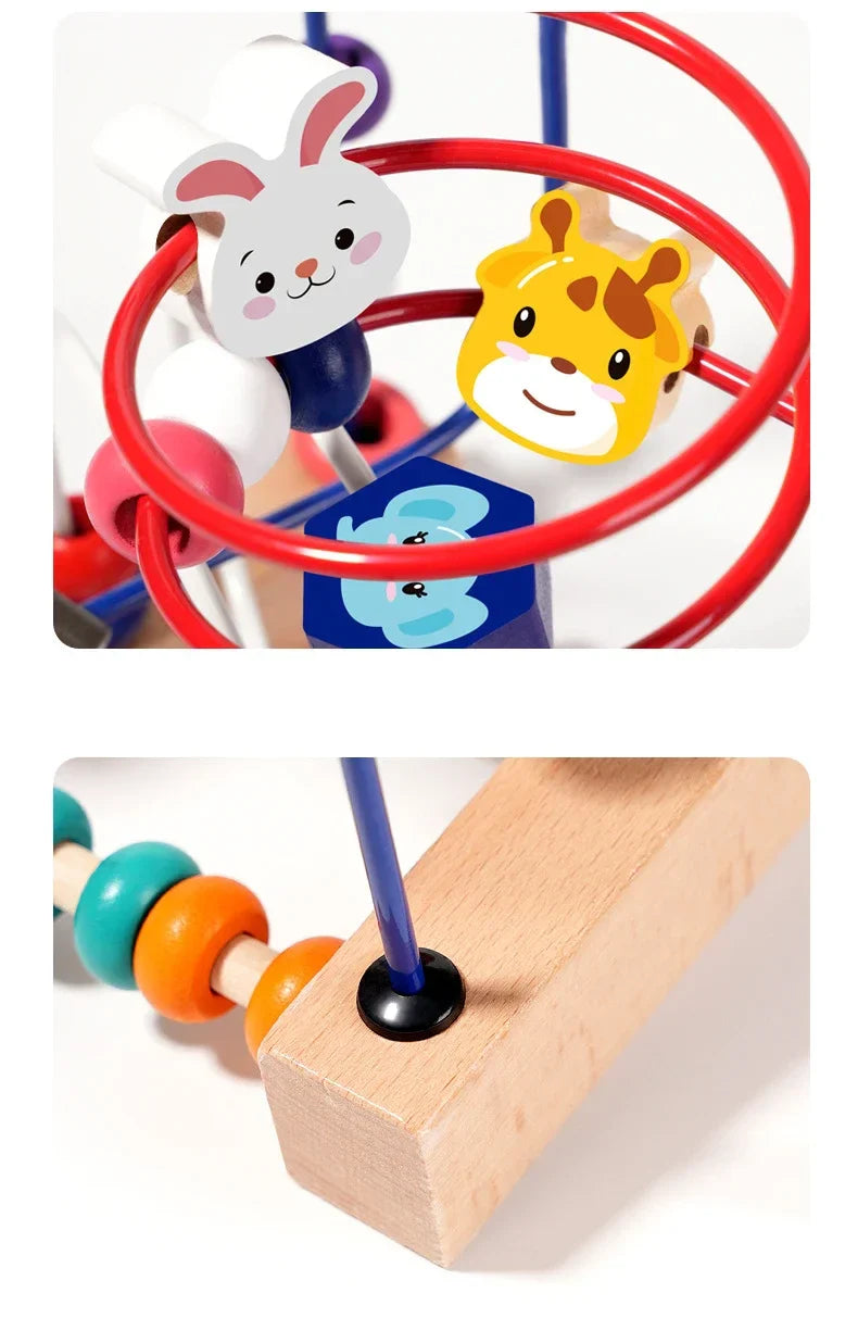 Montessori Baby Toys Wooden Bead Maze Roller Coaster Puzzle & Early Learning Toy for Toddlers