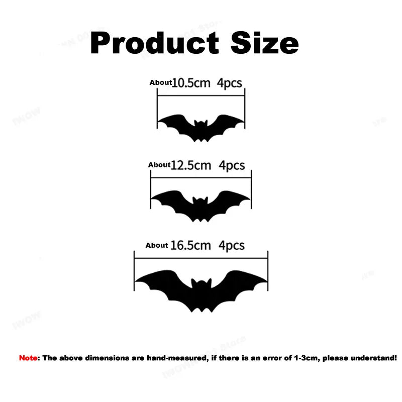 2025 12PCS-1Set Halloween 3D LED Bat Light Glow in Dark Night Light Sticker for Garden Backyard Party Decor