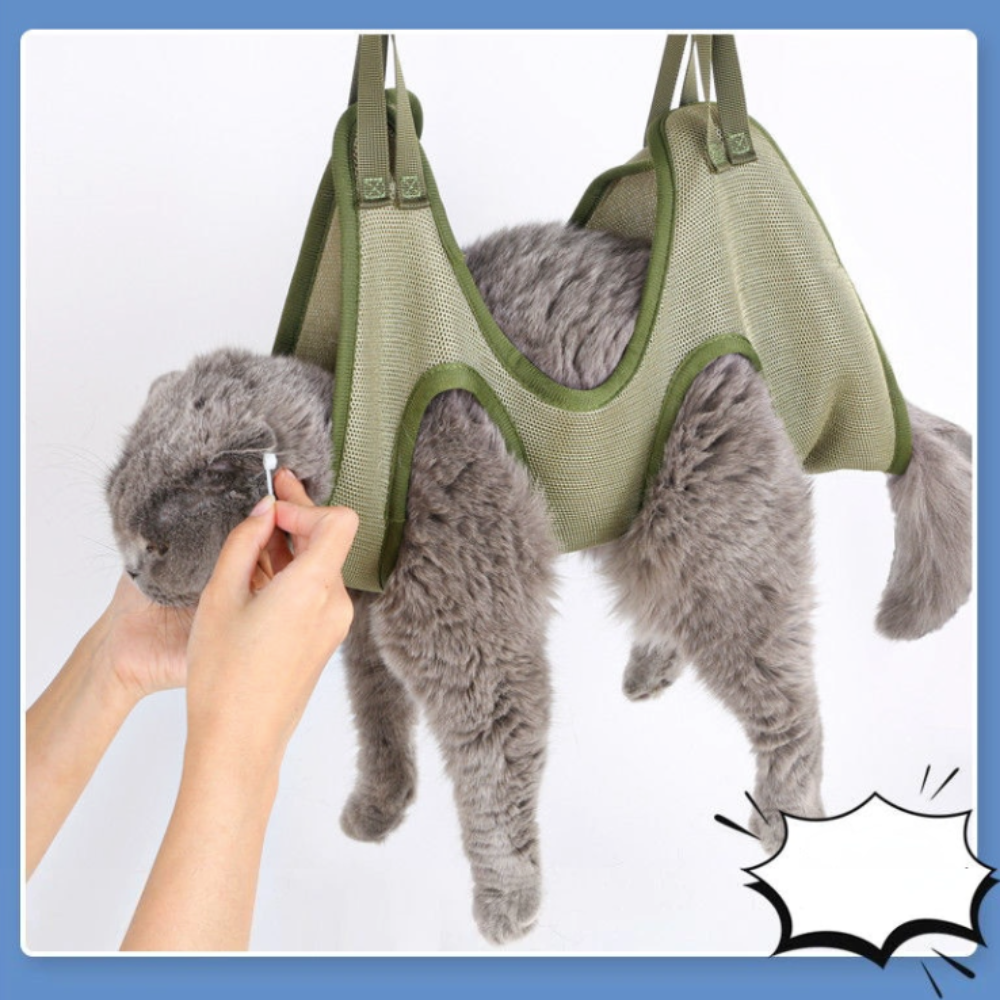 Cat Grooming Restraint Bag with Hammock Yellow Pandora