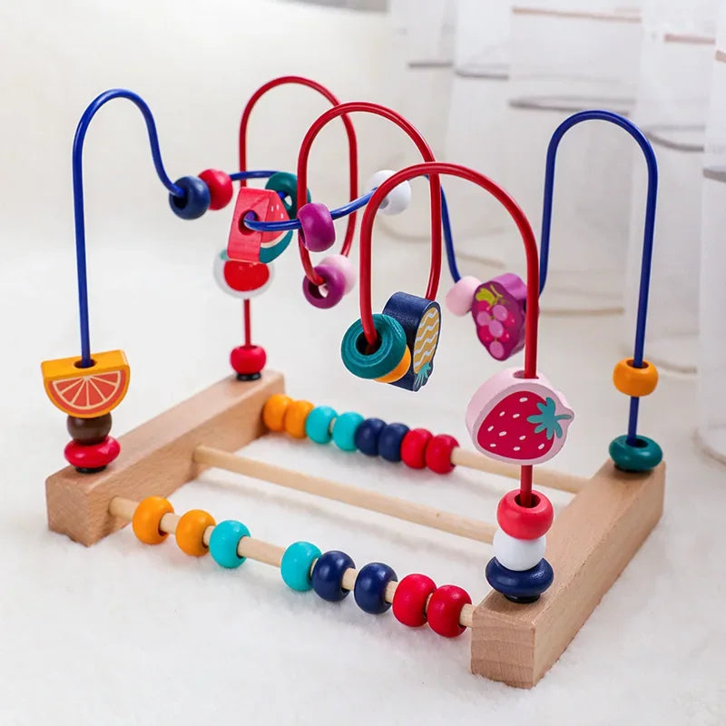 Montessori Baby Toys Wooden Bead Maze Roller Coaster Puzzle & Early Learning Toy for Toddlers
