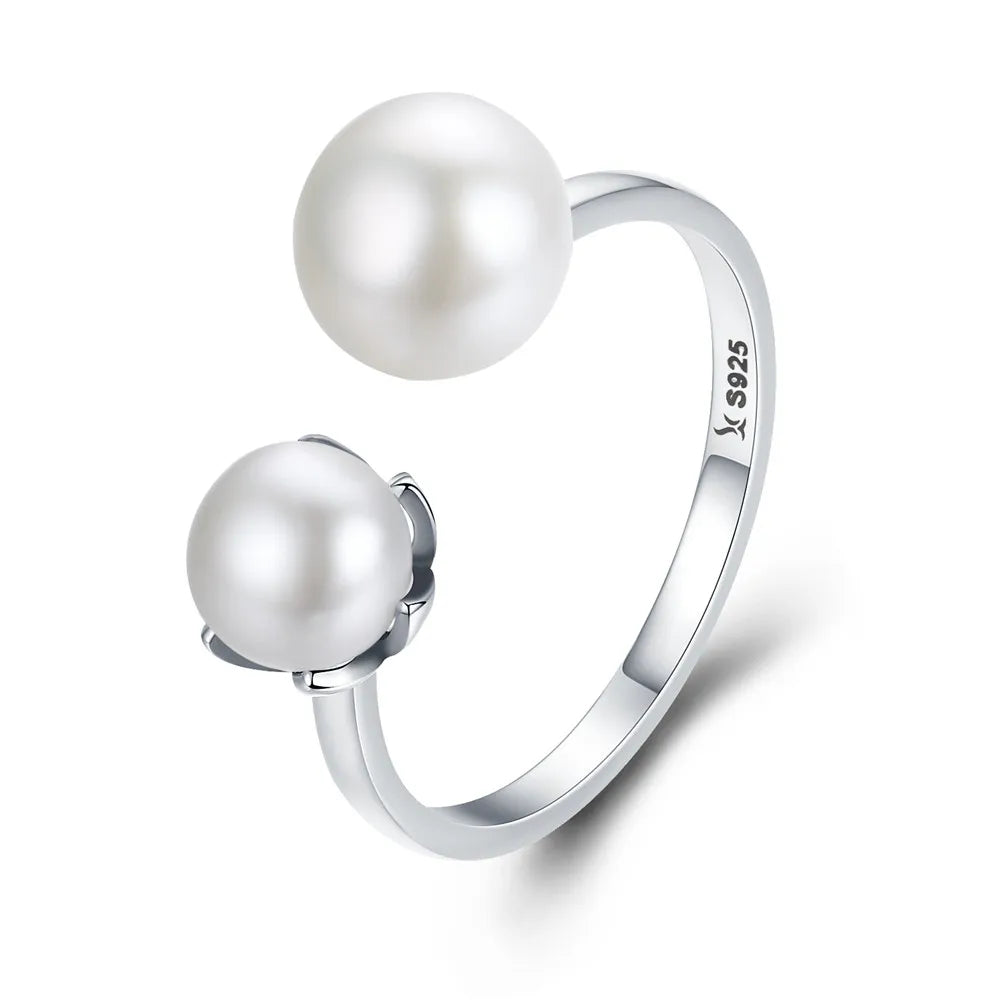 Adjustable Rings Real 925 Sterling Silver Stackable Engagement Zircon Open Size Rings For Women Jewelry