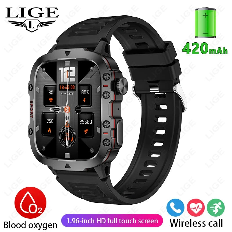 Smart Watch for Xiaomi Military GPS Tracker Men IP68 5ATM Outdoor Sports Fitness Tracker Health Monitor 1.96" BT Call Smartwatch LIGE SmartWatch Official Store
