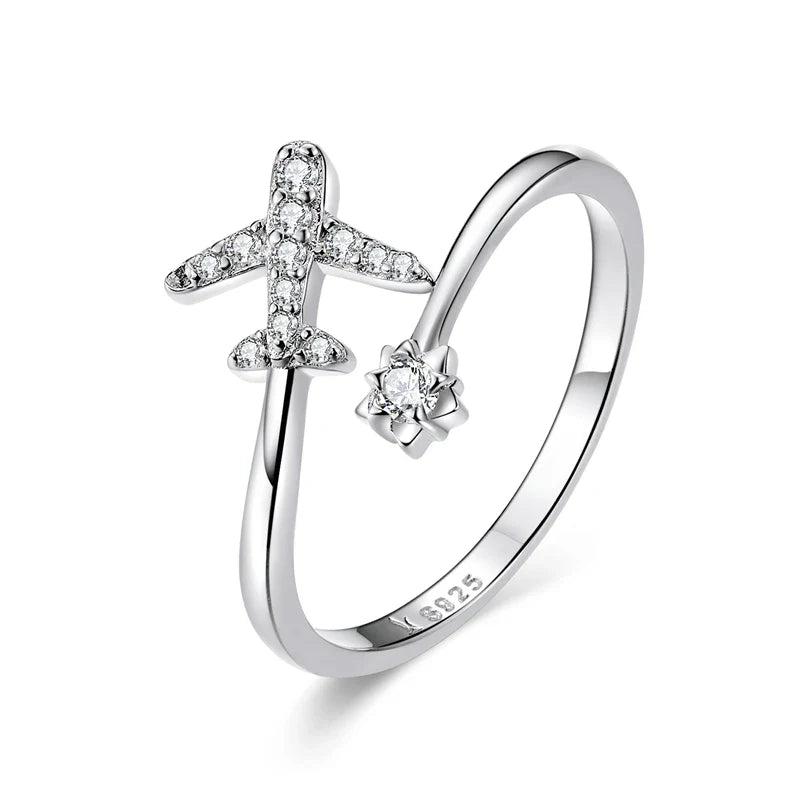 Adjustable Rings Real 925 Sterling Silver Stackable Engagement Zircon Open Size Rings For Women Jewelry