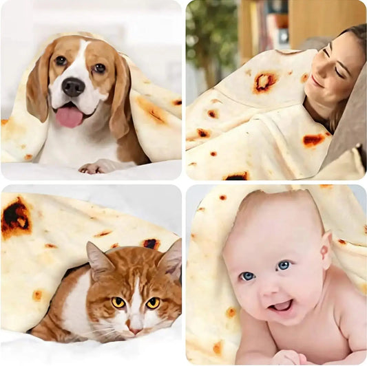 Tortilla Burrito Blanket for Adult Men Women Funny Novelty Gag Food Throw Blanket Trendy Stuff Flannel Taco Wrap Blanket Decor( Shop1104298725 Store