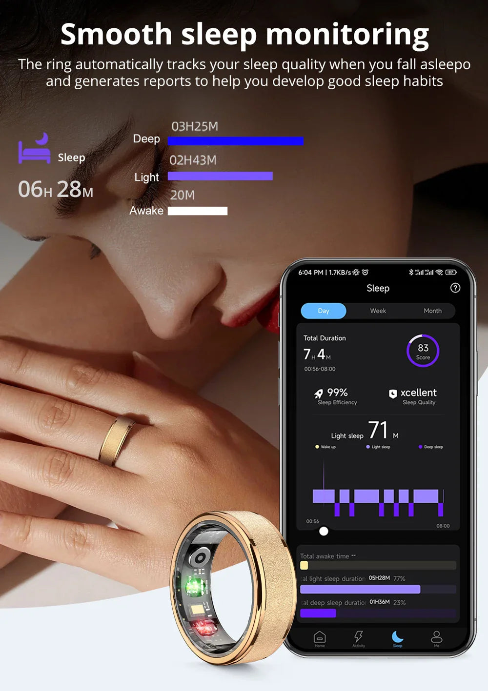 COLMI R10 Smart Ring with Charging Case for Men Women, Health and Sleep Monitor, 5ATM Waterproof, Multi-sport Mode