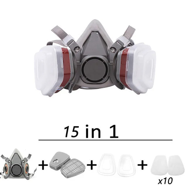 New 7in1/16in1 6200 Dust Gas Respirator Half Face Dust Mask For Painting Spraying Organic Vapor Chemical Gas Filter Work Safety Stone's Store