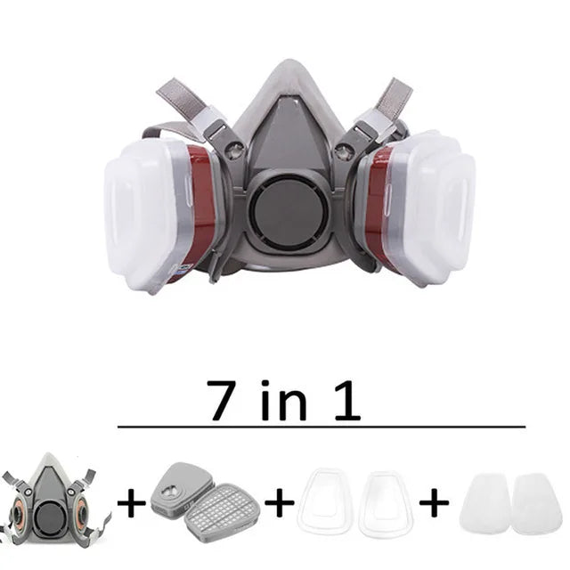 New 7in1/16in1 6200 Dust Gas Respirator Half Face Dust Mask For Painting Spraying Organic Vapor Chemical Gas Filter Work Safety Stone's Store