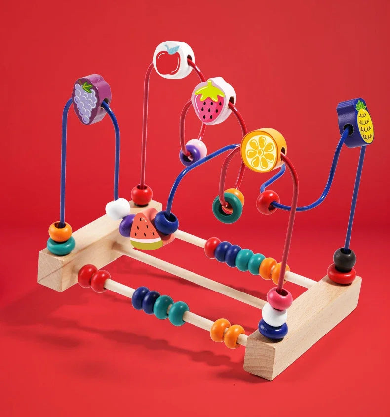 Montessori Baby Toys Wooden Bead Maze Roller Coaster Puzzle & Early Learning Toy for Toddlers