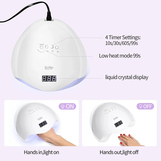 YIKOOLIN UV LED Nail Lamp 48W for Professional Saloon Fast Nail Gel Dryer With 4 Timers Automatic Sensor LCD Display YIKOOLIN Official Store