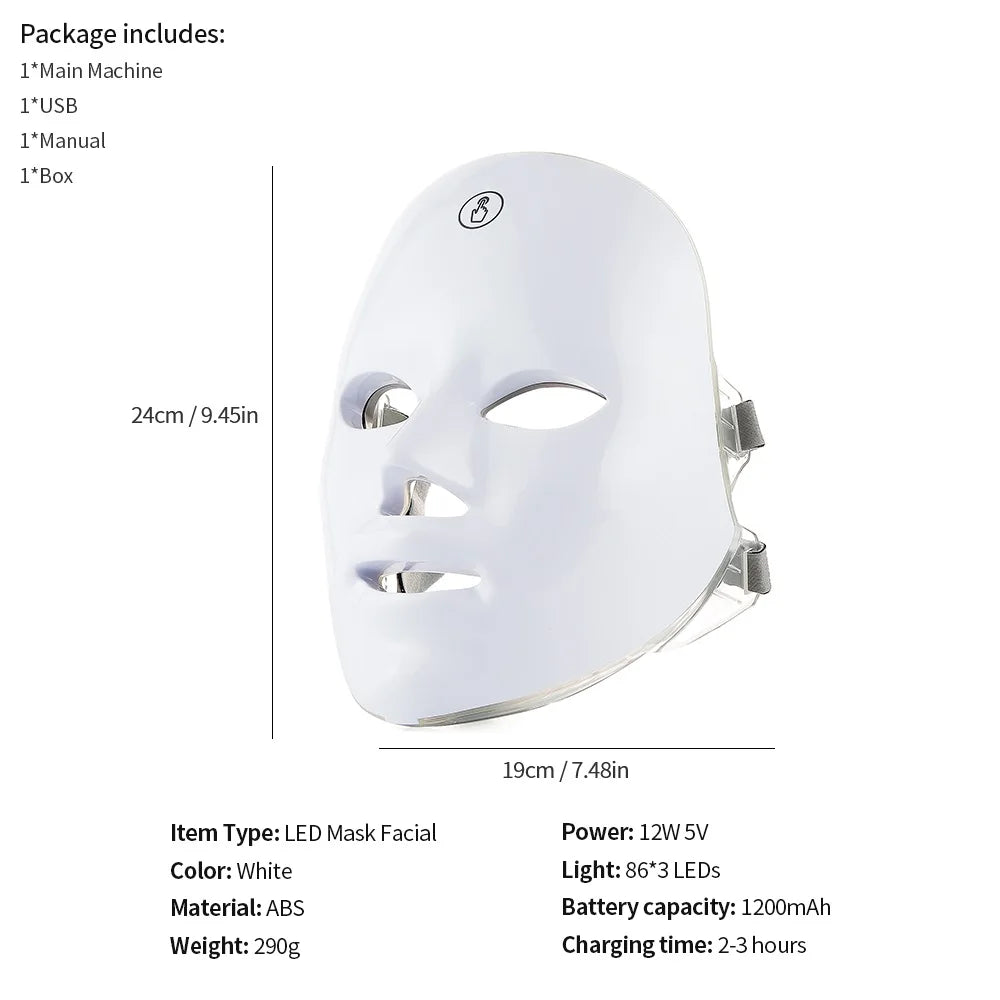 7 Colors LED Facial Mask with Neck Red Light Therapy Mask – Skin Tightening, Lifting & Anti-Aging Stone's Store