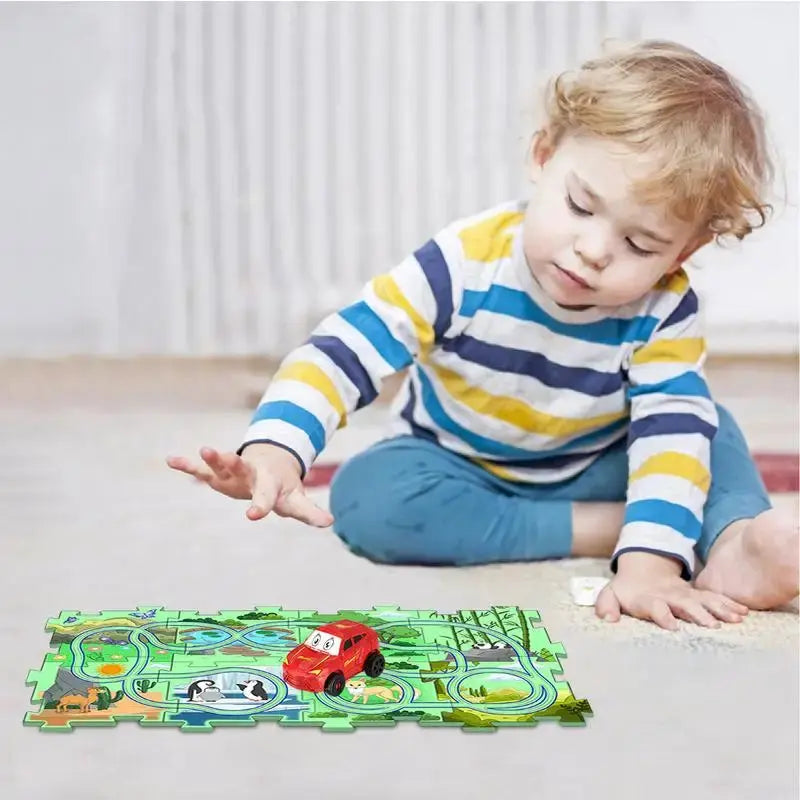 DIY Electric Trolley for Kids - Land-Based Puzzle Race Set