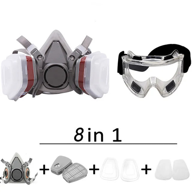 New 7in1/16in1 6200 Dust Gas Respirator Half Face Dust Mask For Painting Spraying Organic Vapor Chemical Gas Filter Work Safety Stone's Store