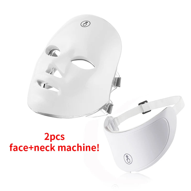 7 Colors LED Facial Mask with Neck Red Light Therapy Mask – Skin Tightening, Lifting & Anti-Aging Stone's Store