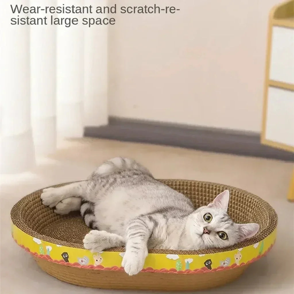 Cat Scratcher Bed Corrugated Oval Shaped