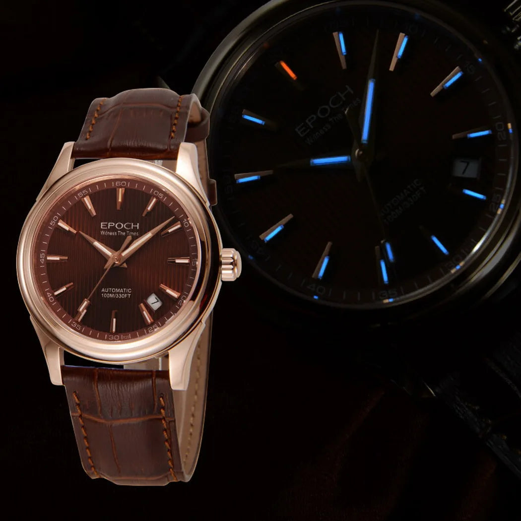 Signature - Silver Rose Gold Case with Brown Arabic Dial (Crystal Bezel) LEAIYAO Store