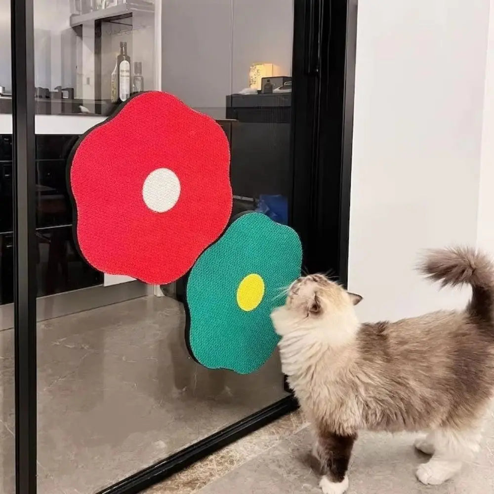 Flower Shape Cat Scratching Board Wall Mounted Detachable Cat Nail File Scratcher Space Saving Wear-resistant