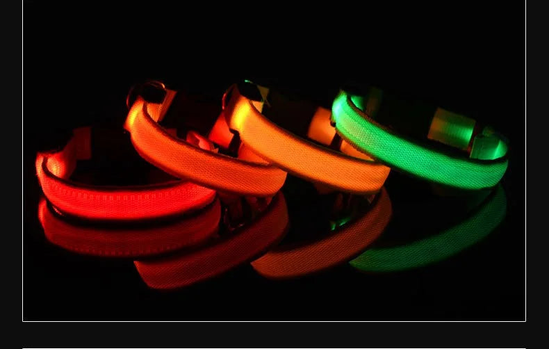 Dog Collar Nylon LED Night Safety Flashing Glow In The Dark Pet Dog Leash pet Dogs Luminous Fluorescent dog accessories collar