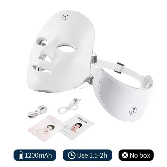 7 Colors LED Facial Mask with Neck Red Light Therapy Mask – Skin Tightening, Lifting & Anti-Aging Stone's Store