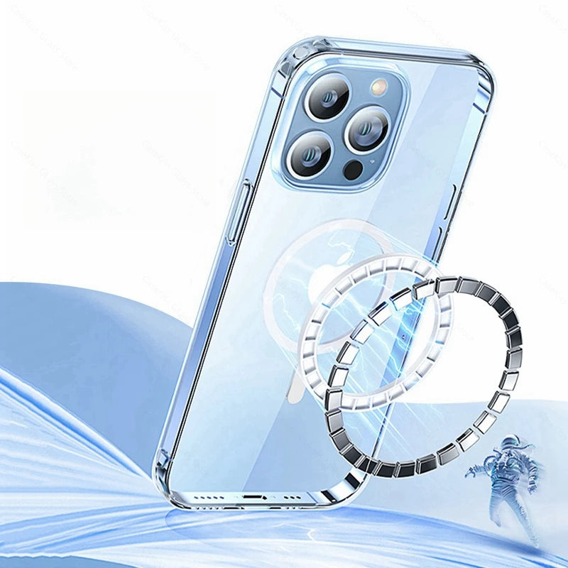 TPU+PC Case for iPhone 16 15 Pro Max 14 Plus 13 Transparent Magnetic
