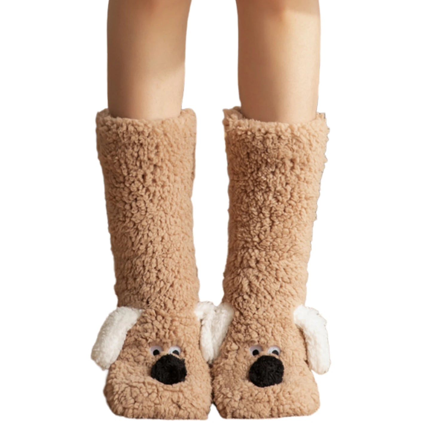 Cute Dog Slipper Socks: Warm, Plush, Non-Slip Women's Winter Socks