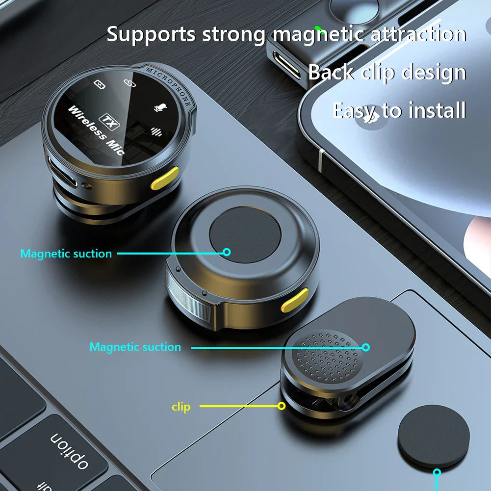 Wireless Lavalier Lapel Microphone for iPhone iPad Android Type-C Phone Live Game Recording Interview with Magnetic Clip