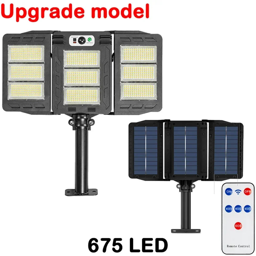Solar Sensor Light 122 LED 3Head Outdoor Spotlight with 3 Modes
