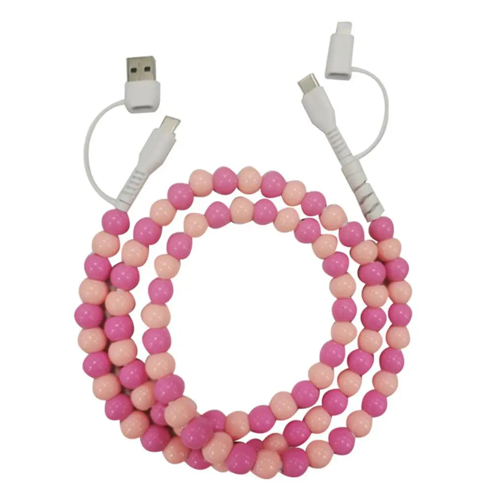 4-in-1 Beaded Charging Cable – 66W Fast Charge for All Devices!