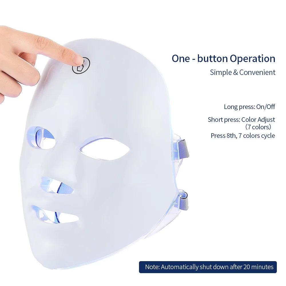 7 Colors LED Facial Mask with Neck Red Light Therapy Mask – Skin Tightening, Lifting & Anti-Aging Stone's Store