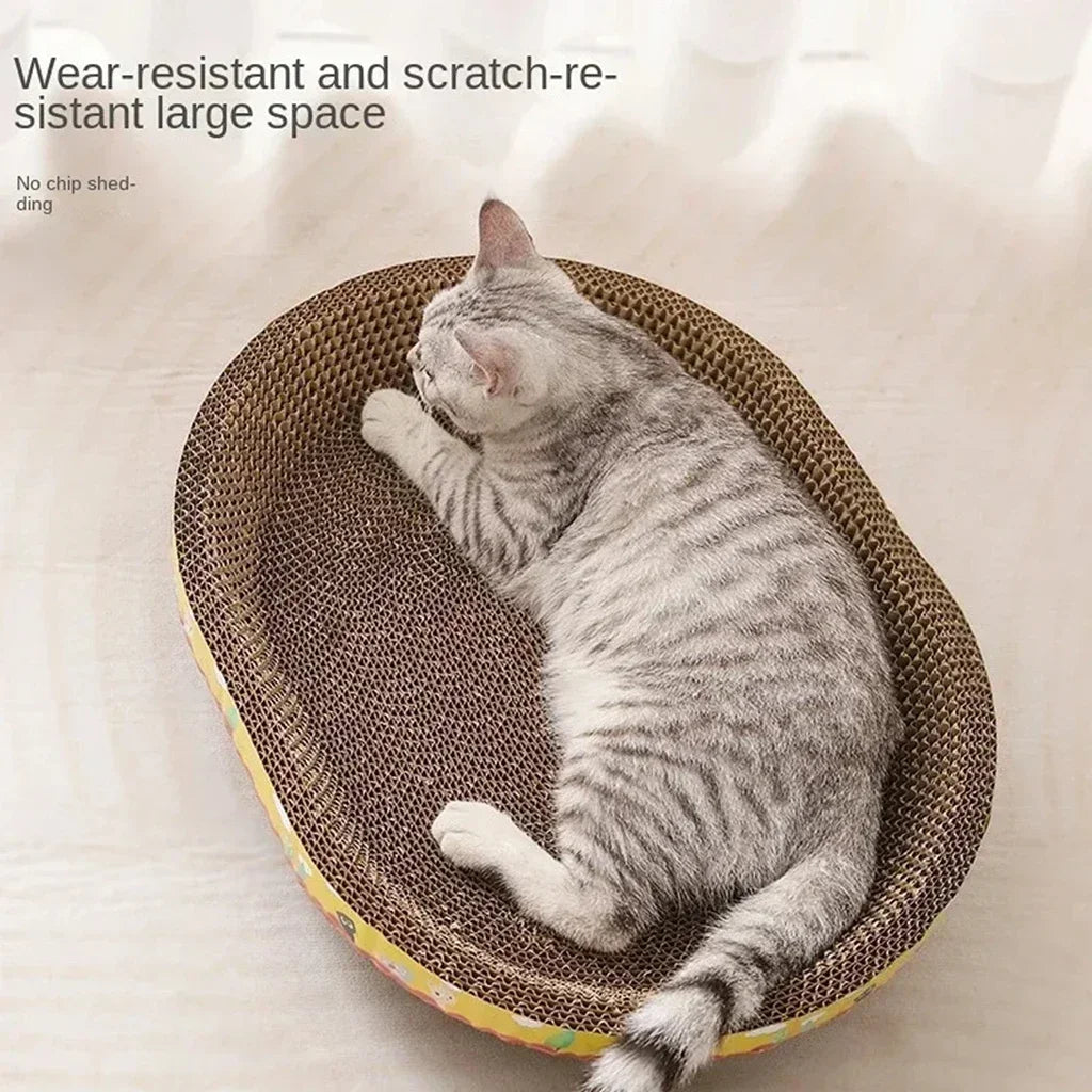 Cat Scratcher Bed Corrugated Oval Shaped