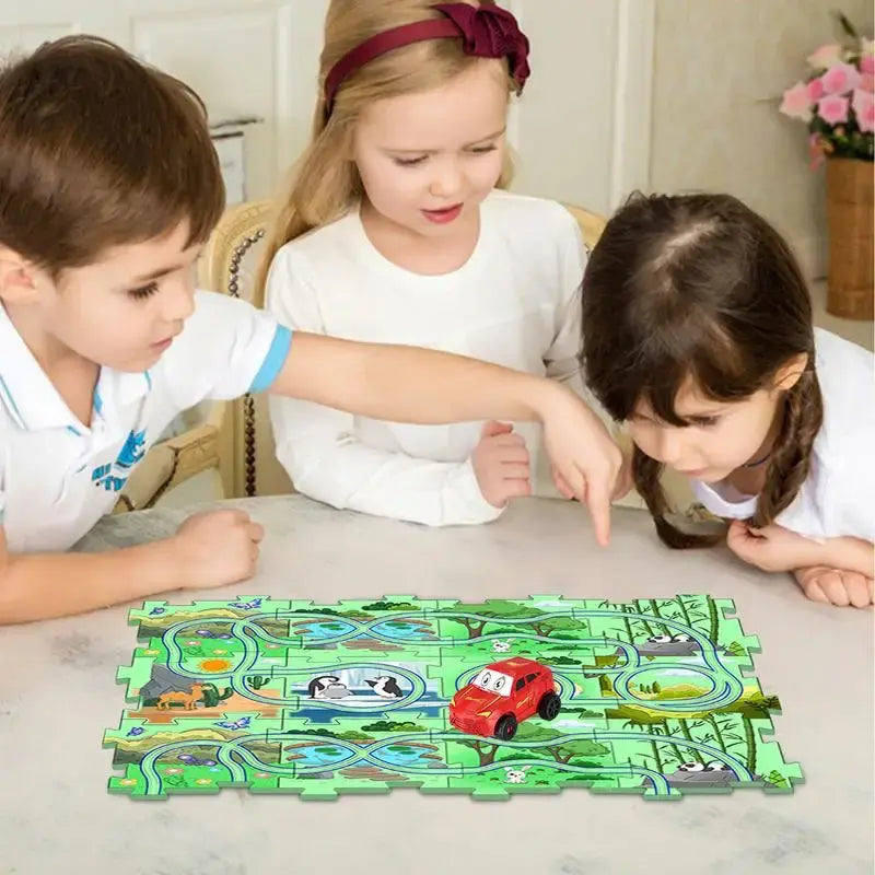DIY Electric Trolley for Kids - Land-Based Puzzle Race Set