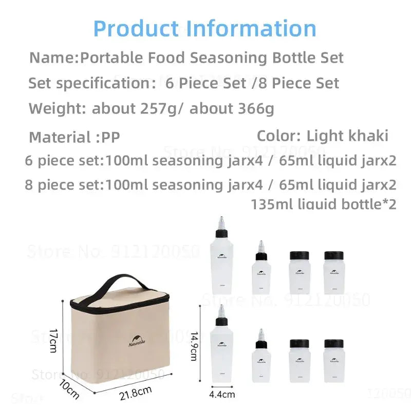 Naturehike 6/8pc Seasoning Bottles Set Outdoor Picnic BBQ Spice Jar