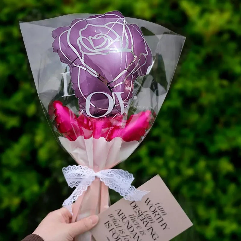 Large Wide Neck Transparent Bobo Balloon Flower Bouquet Doll Snack