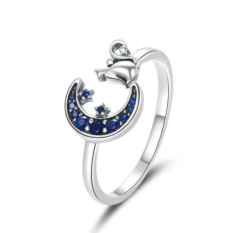 Adjustable Rings Real 925 Sterling Silver Stackable Engagement Zircon Open Size Rings For Women Jewelry
