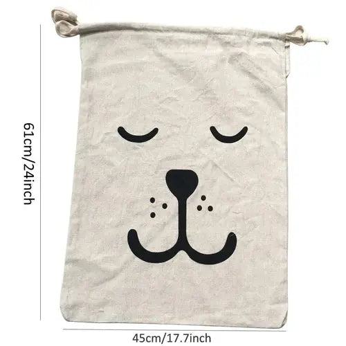 Large Cotton and Linen Laundry Bag Clothes Toys Storage Bag Printing
