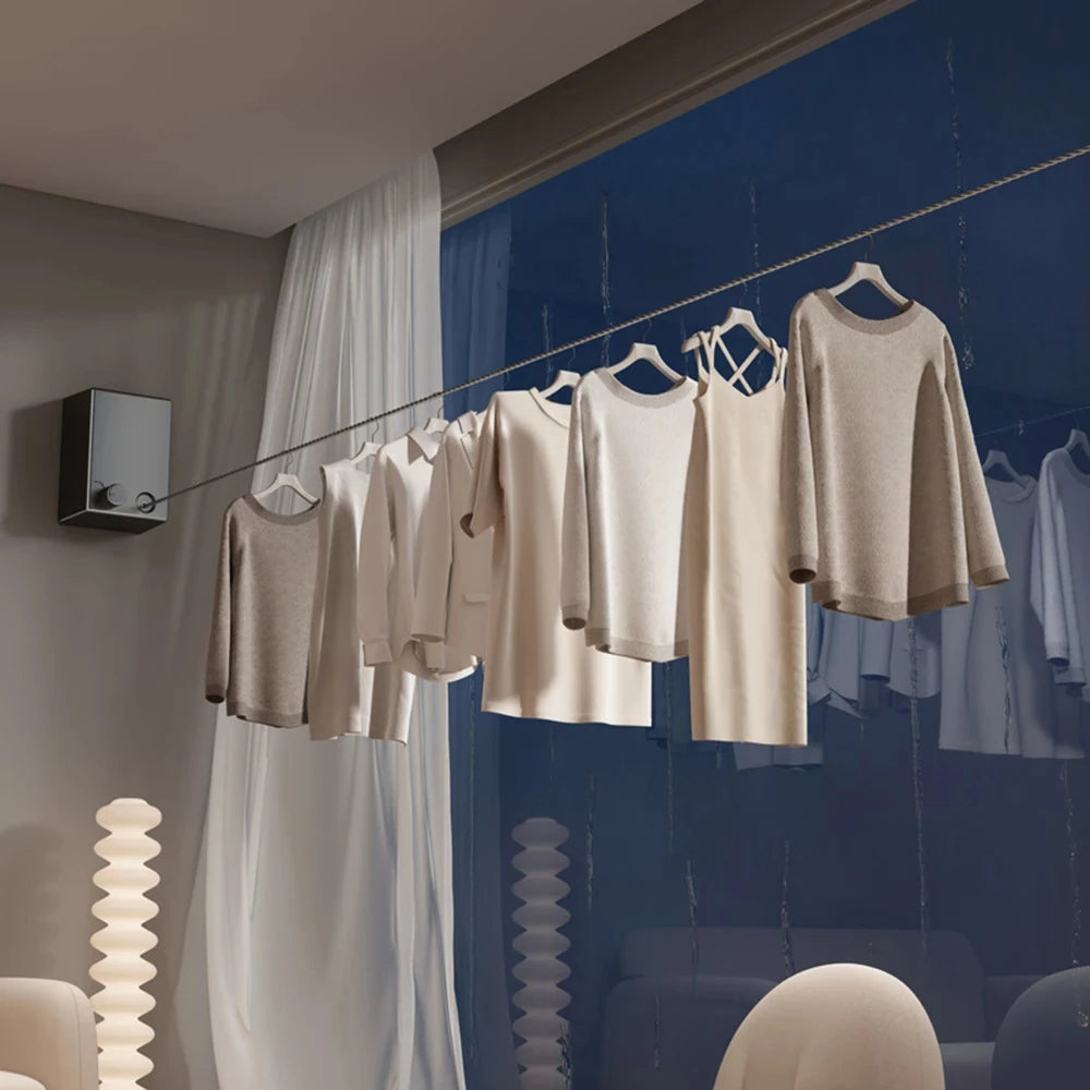 Retractable Clothesline Indoor and Outdoor Clothes Wall Hanger Drying
