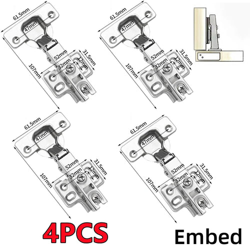 New 4/2/1Pc Stainless Steel Cabinet Door Hinges Hydraulic Damper