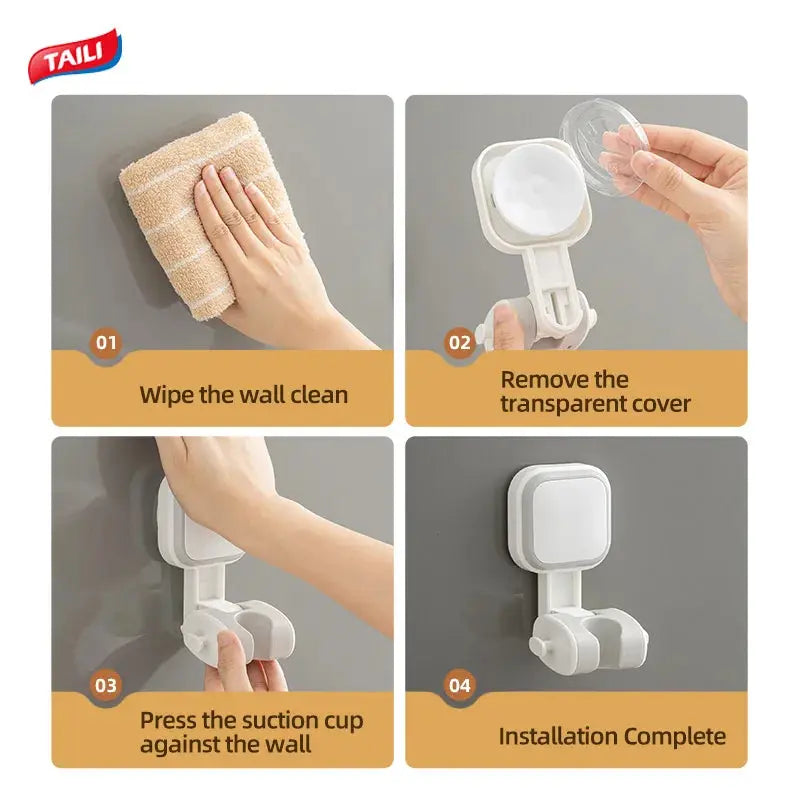 TAILI 2PCS Shower Head Holder Removable No-drill Shower Head Reusable
