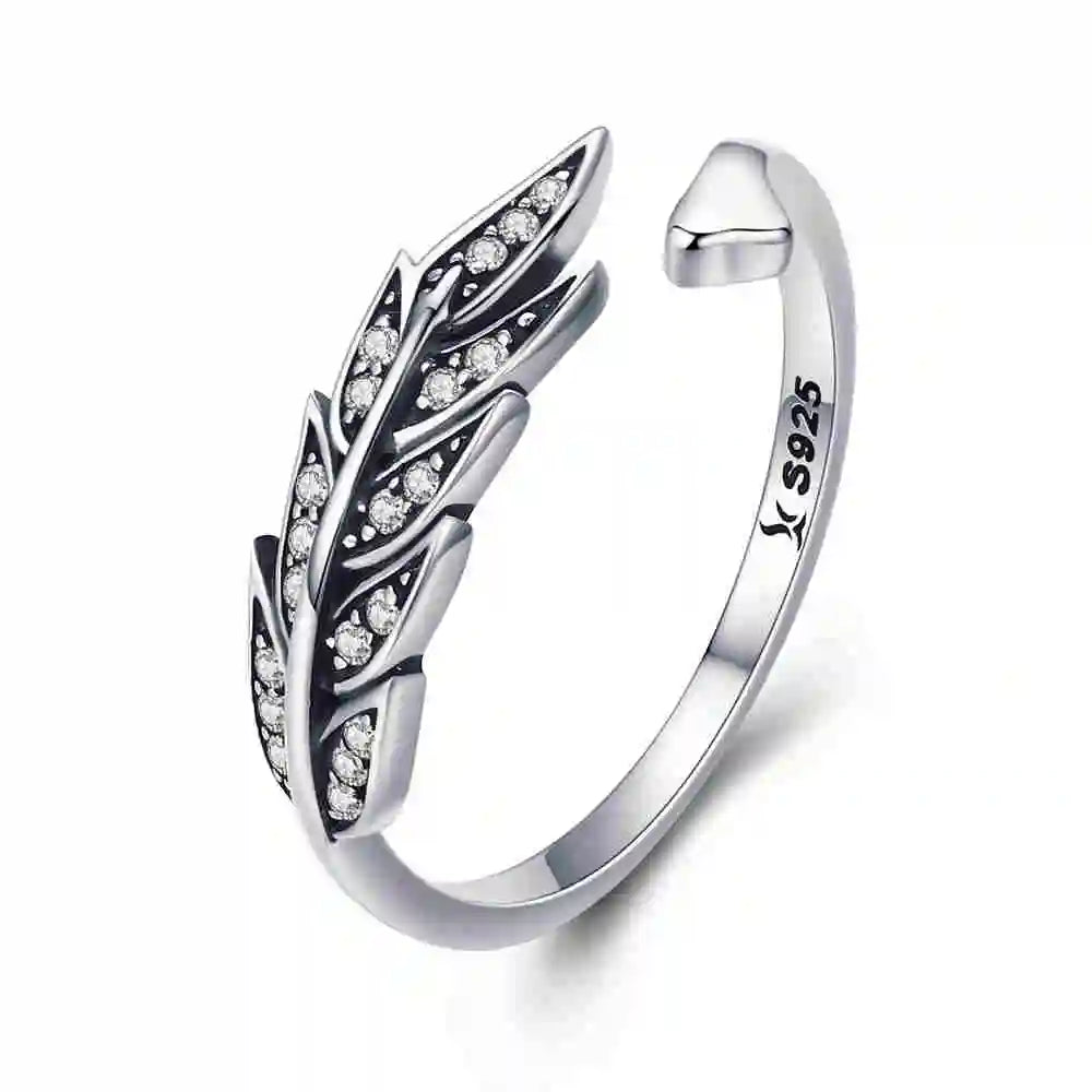 Adjustable Rings Real 925 Sterling Silver Stackable Engagement Zircon Open Size Rings For Women Jewelry