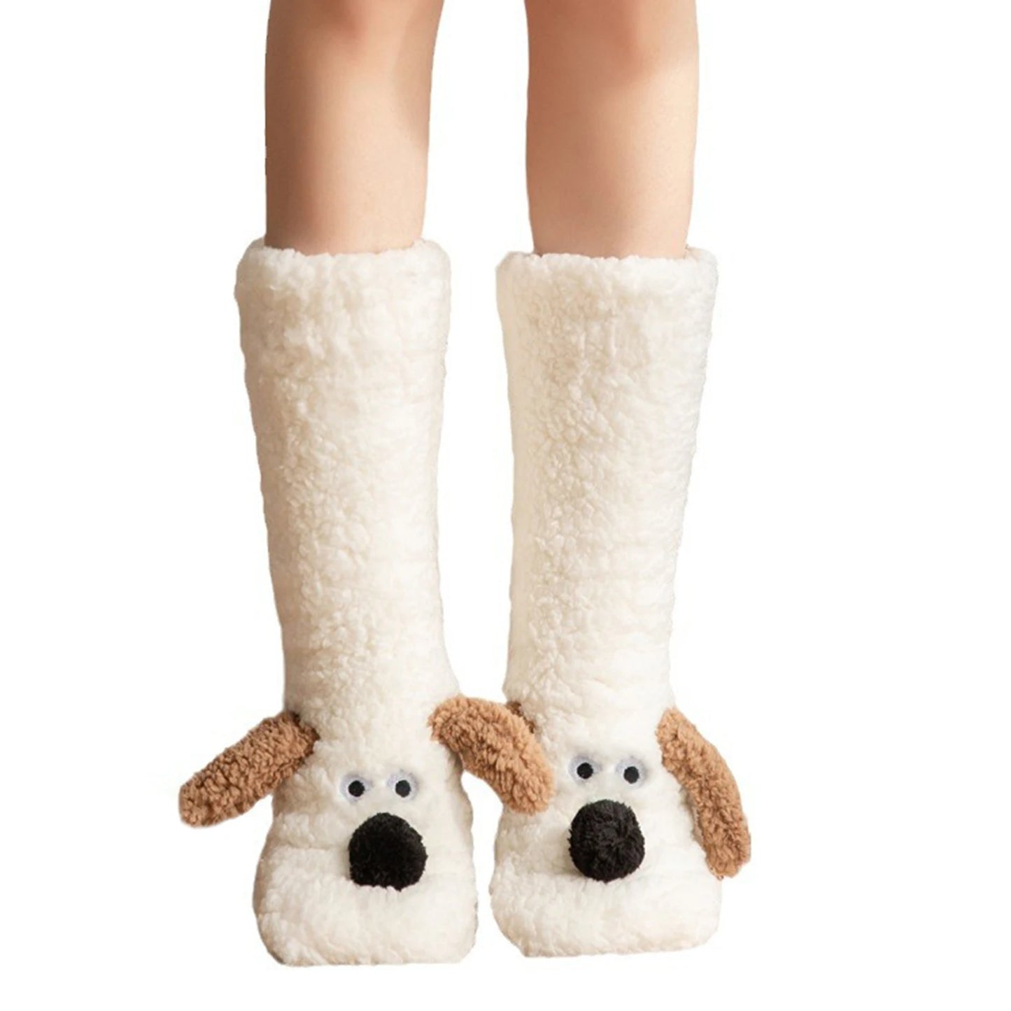 Cute Dog Slipper Socks: Warm, Plush, Non-Slip Women's Winter Socks