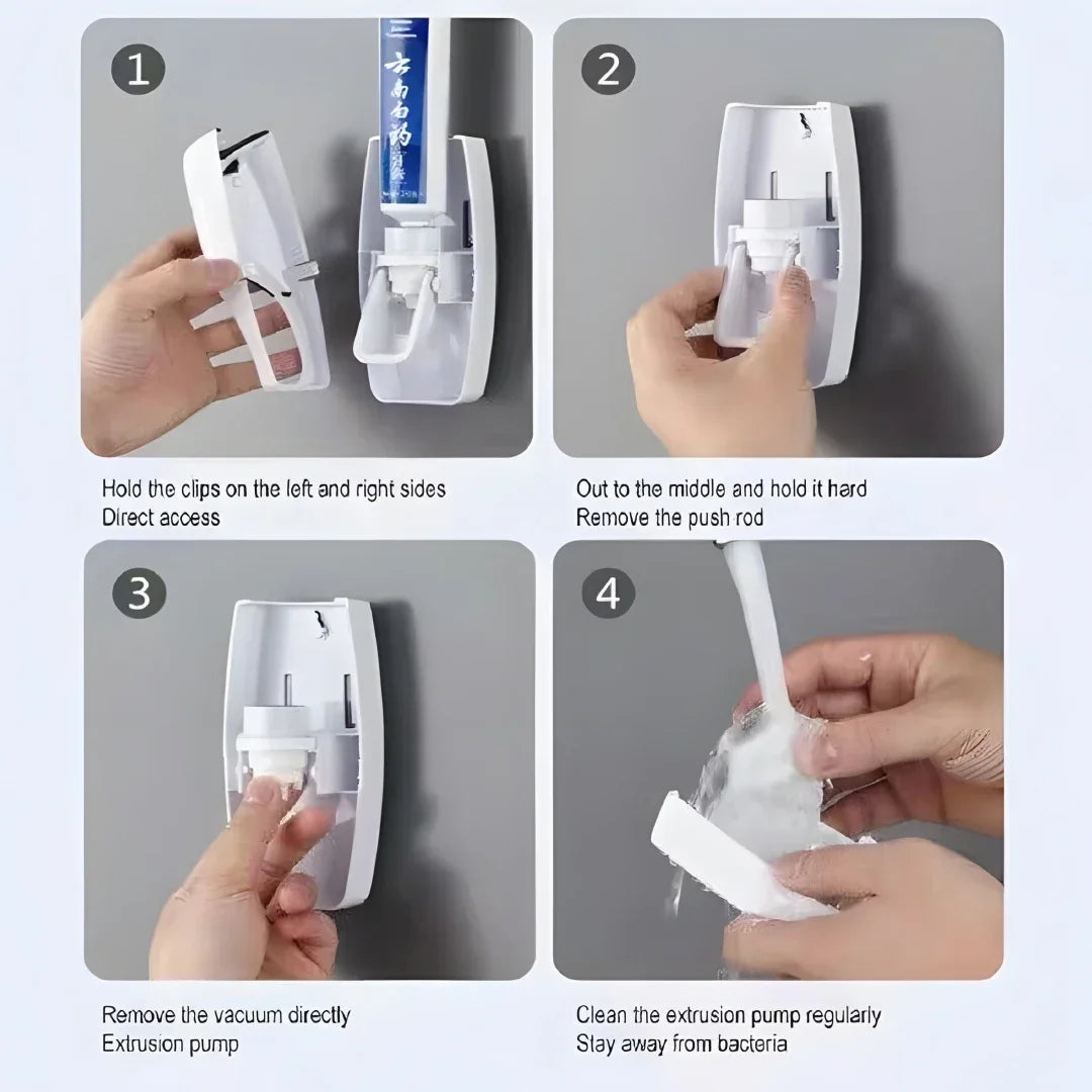 1Set Toothbrush Holder With Automatic Toothpaste Dispenser Wall