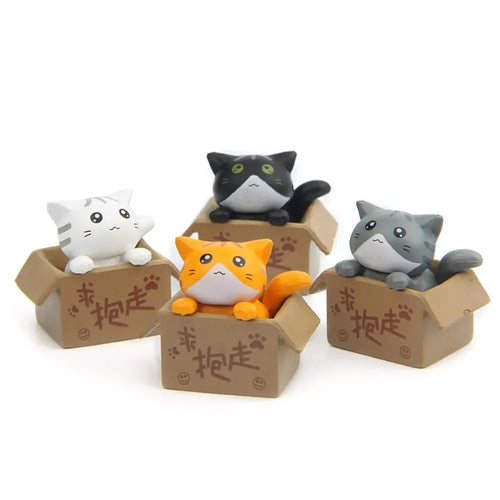 4pcs Mini Cat Ornament Garden Kitten Statue Gift For Kids Children