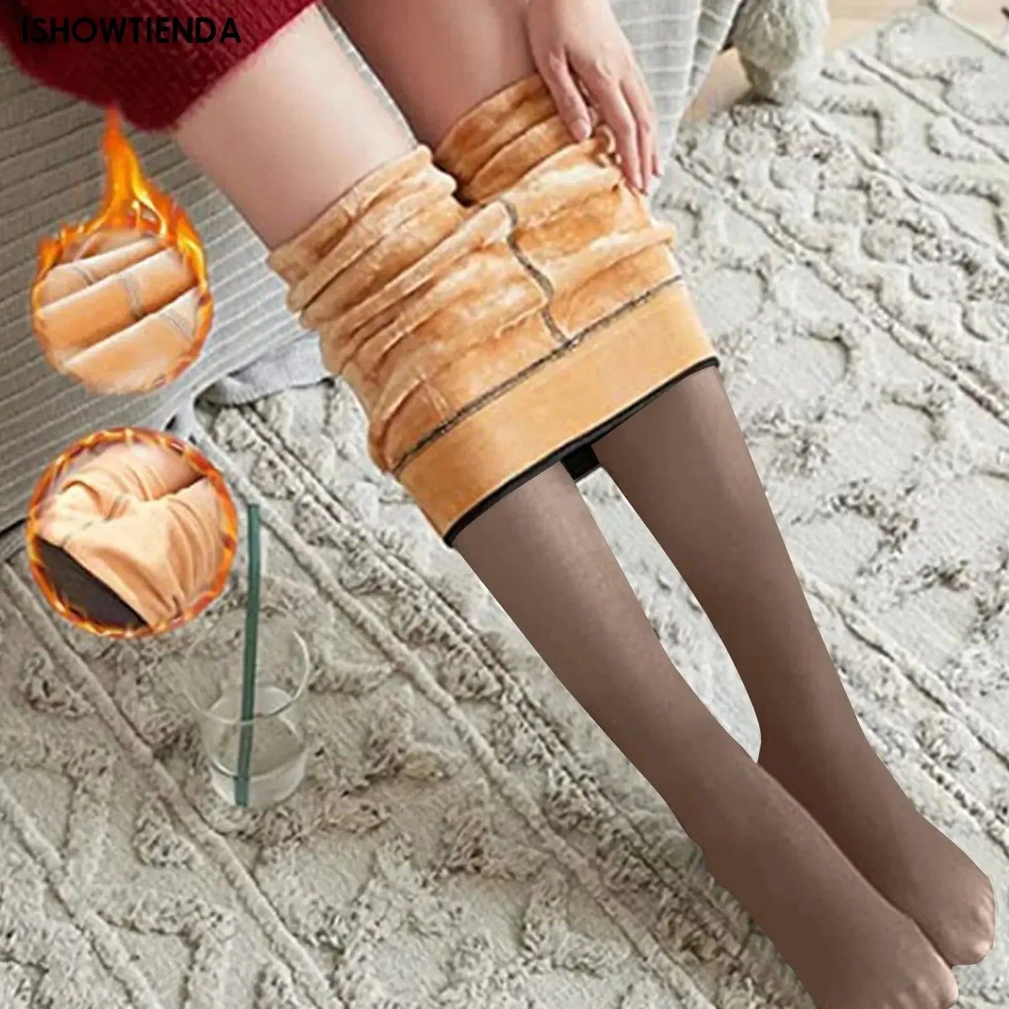 Fleece Lined Tights Women Pantyhose Thermal Pantyhose For Women Winter Panty Skin Black Effect Stockings Women's Thermal Sock Little Joise Store