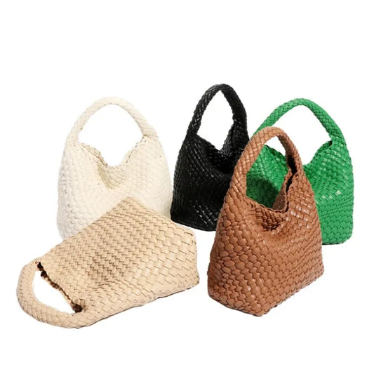 PU Leather Hand-woven Handbag 2 in 1 Single-shoulder Messenger Chocolate Chronos