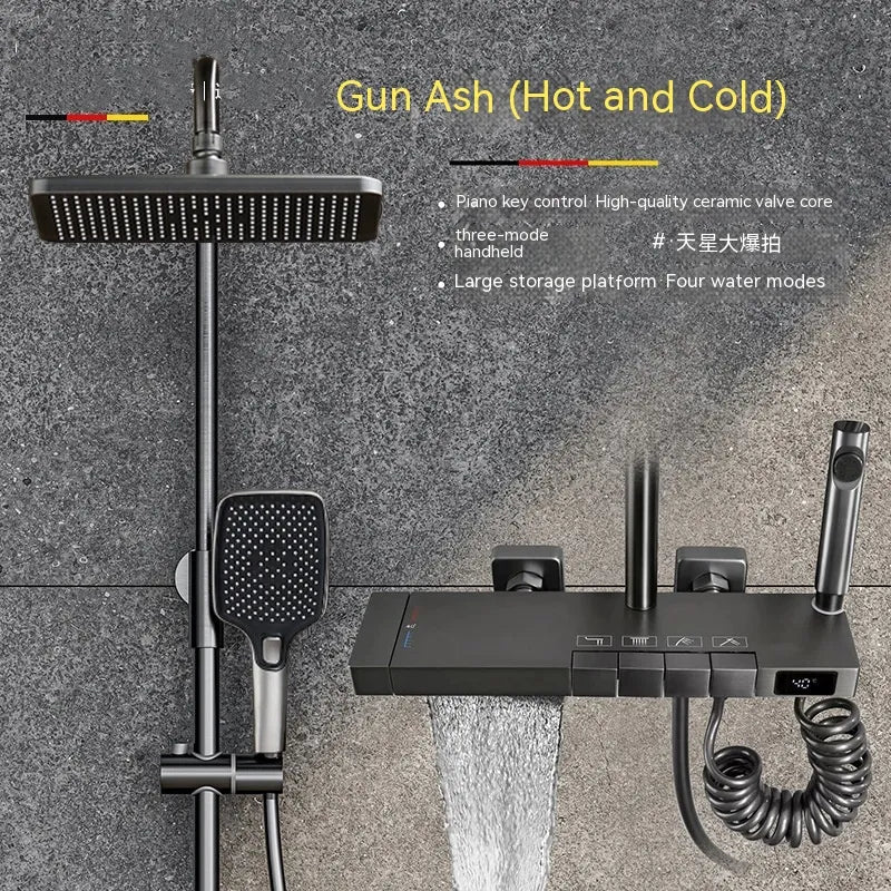 View details for Copper Button Constant Temperature Shower Set Digital Display Large Shower Set Gray Suit