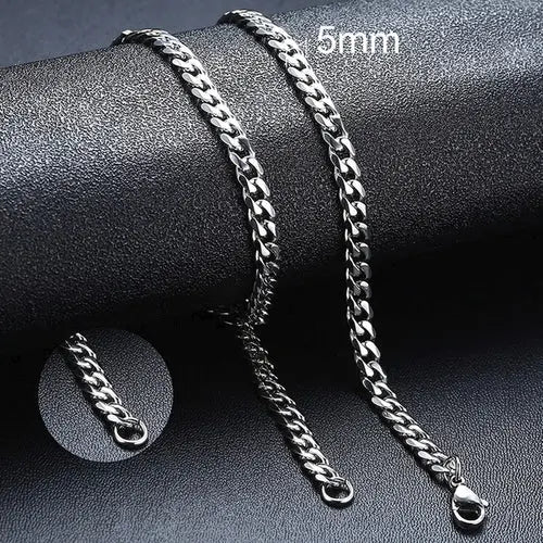 Vnox Cuban Chain Necklace For Men Women, Basic Punk Stainless Steel